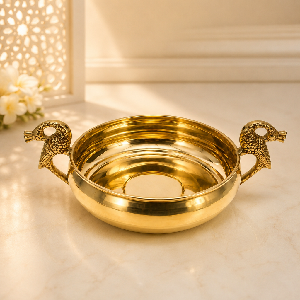 Brass Peacock Urli