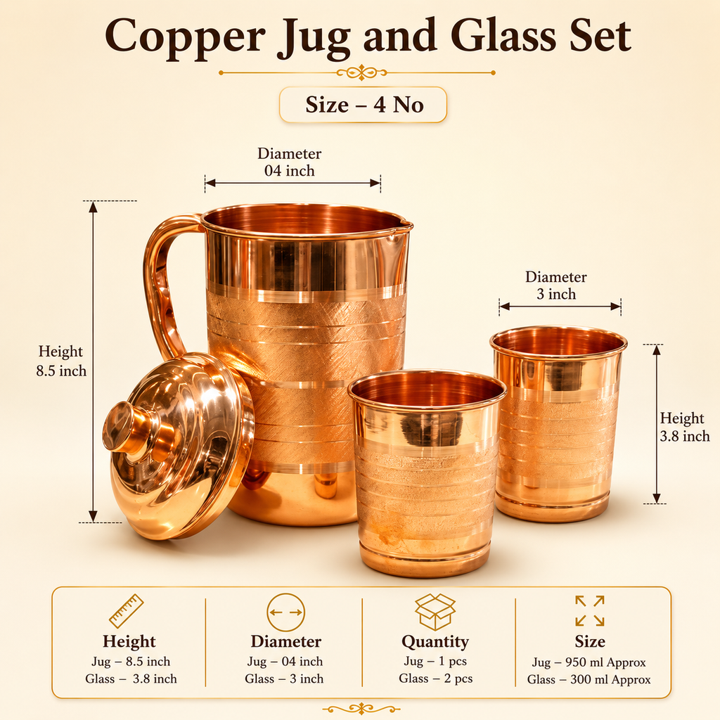 Copper Jug & Glass Set