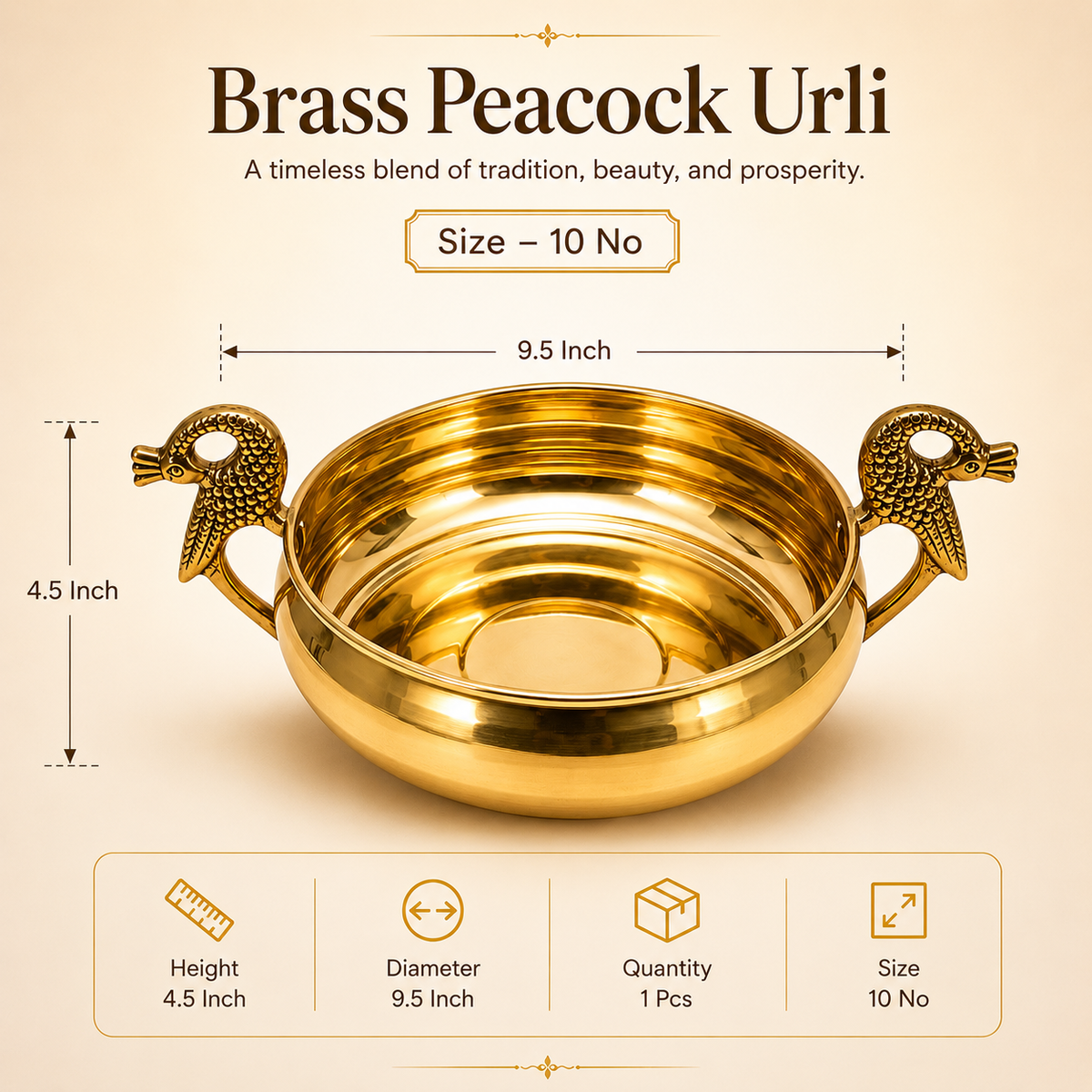 Brass Peacock Urli