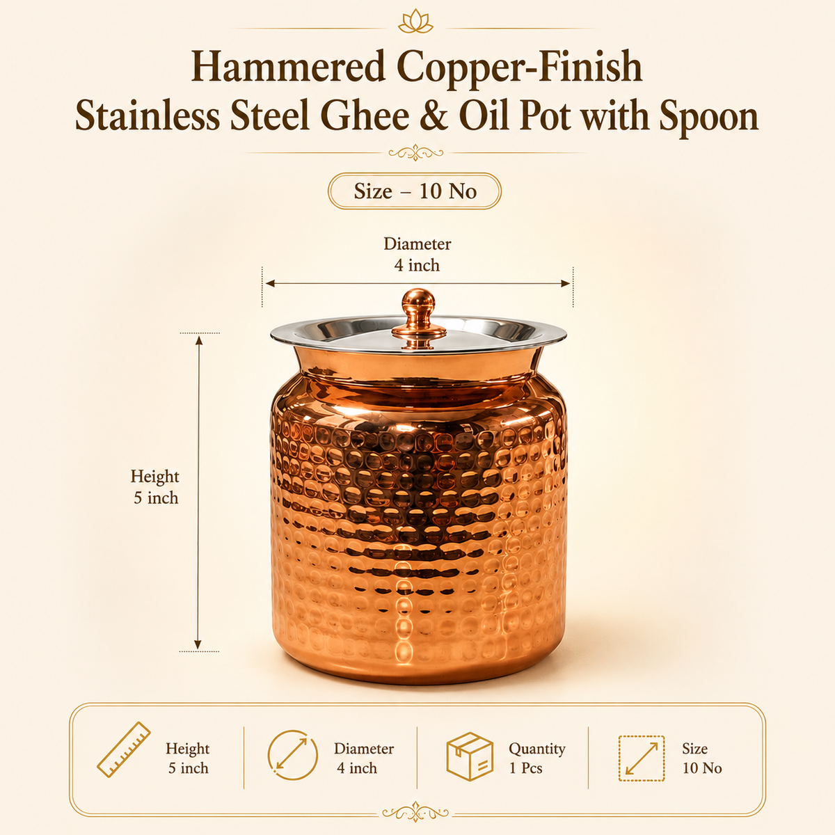 PVD Copper Oil / Ghee Pot