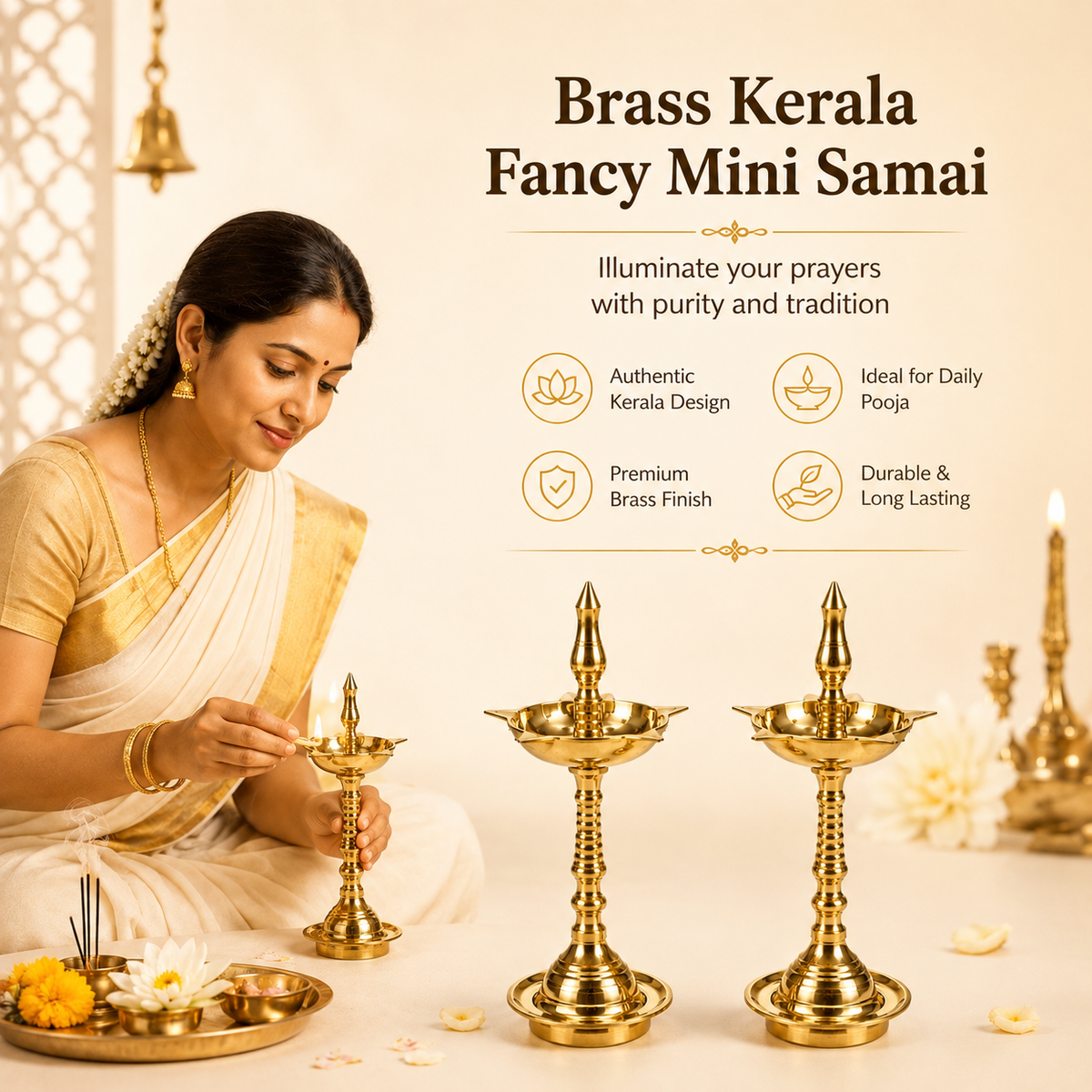 Brass Kerala Fancy Mini Samai
