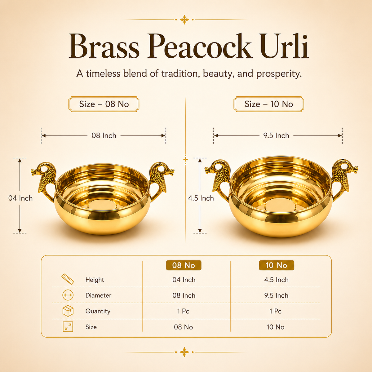Brass Peacock Urli