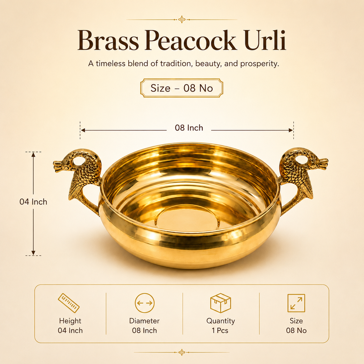 Brass Peacock Urli