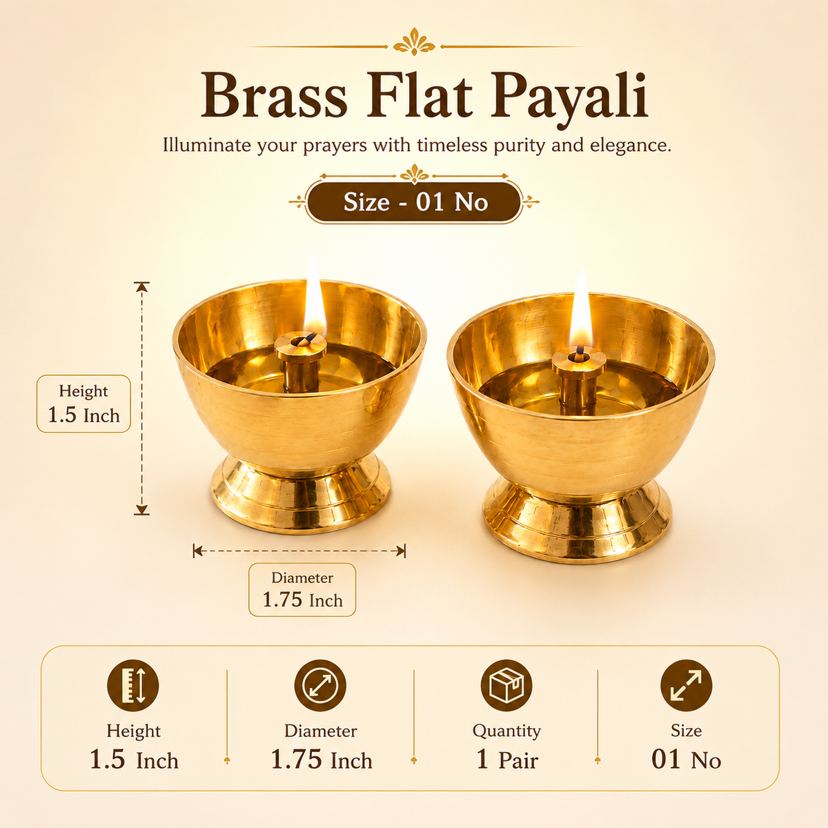 Brass Flat Payali / Diya
