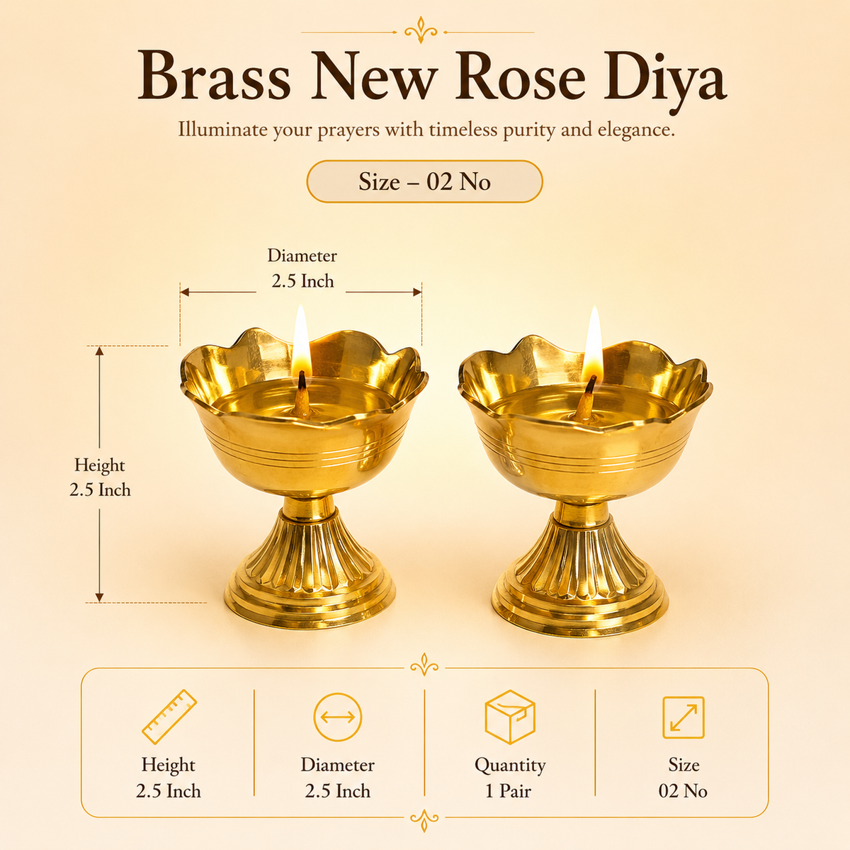 Brass New Rose Payali / Diya