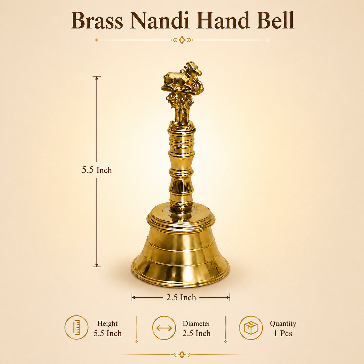 Brass PVD Nandi Hand Bell