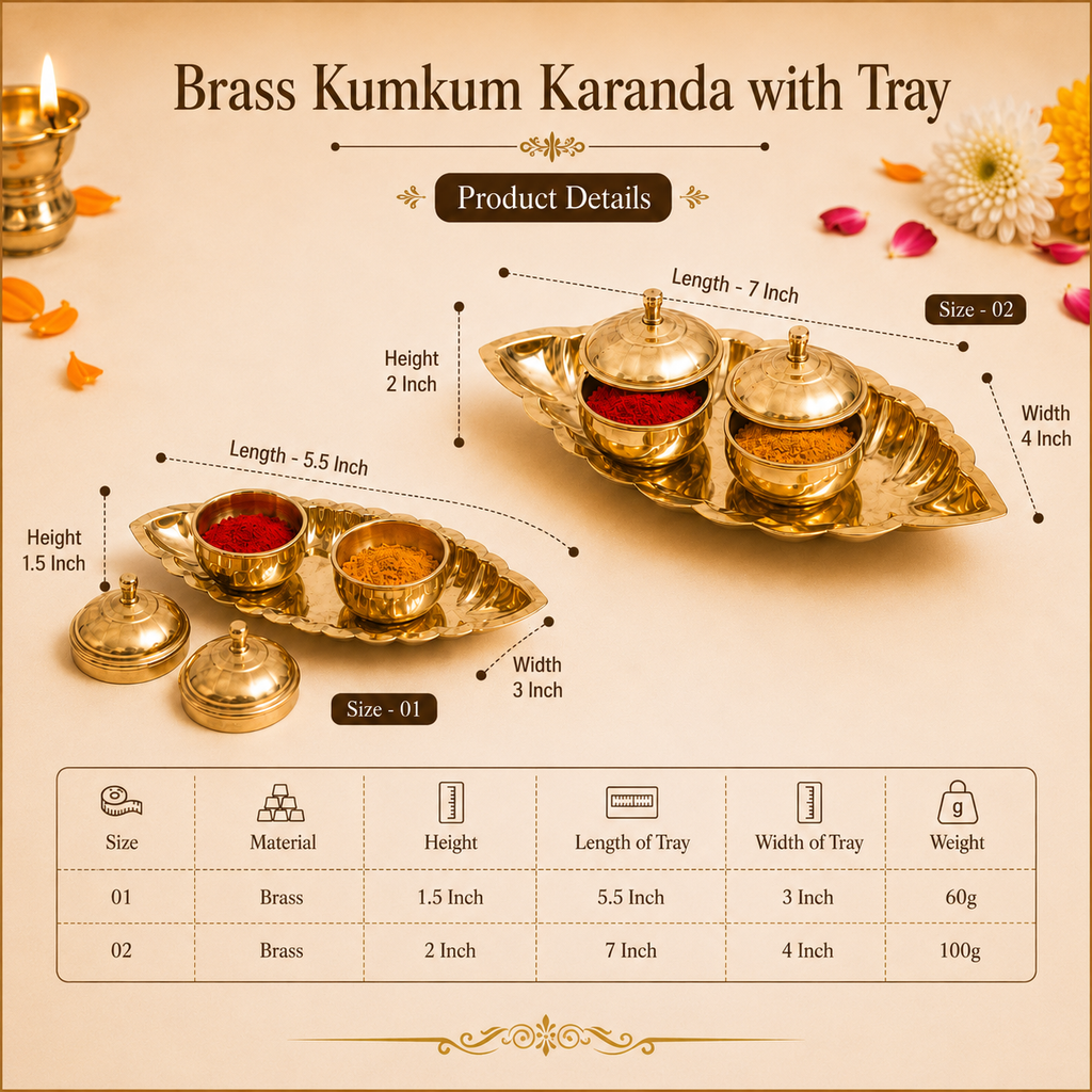 Brass Kumkum Karanda with Tray