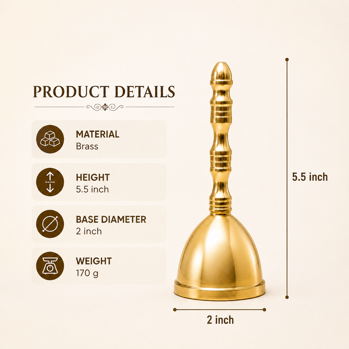 Brass PVD Coating Hand Bell