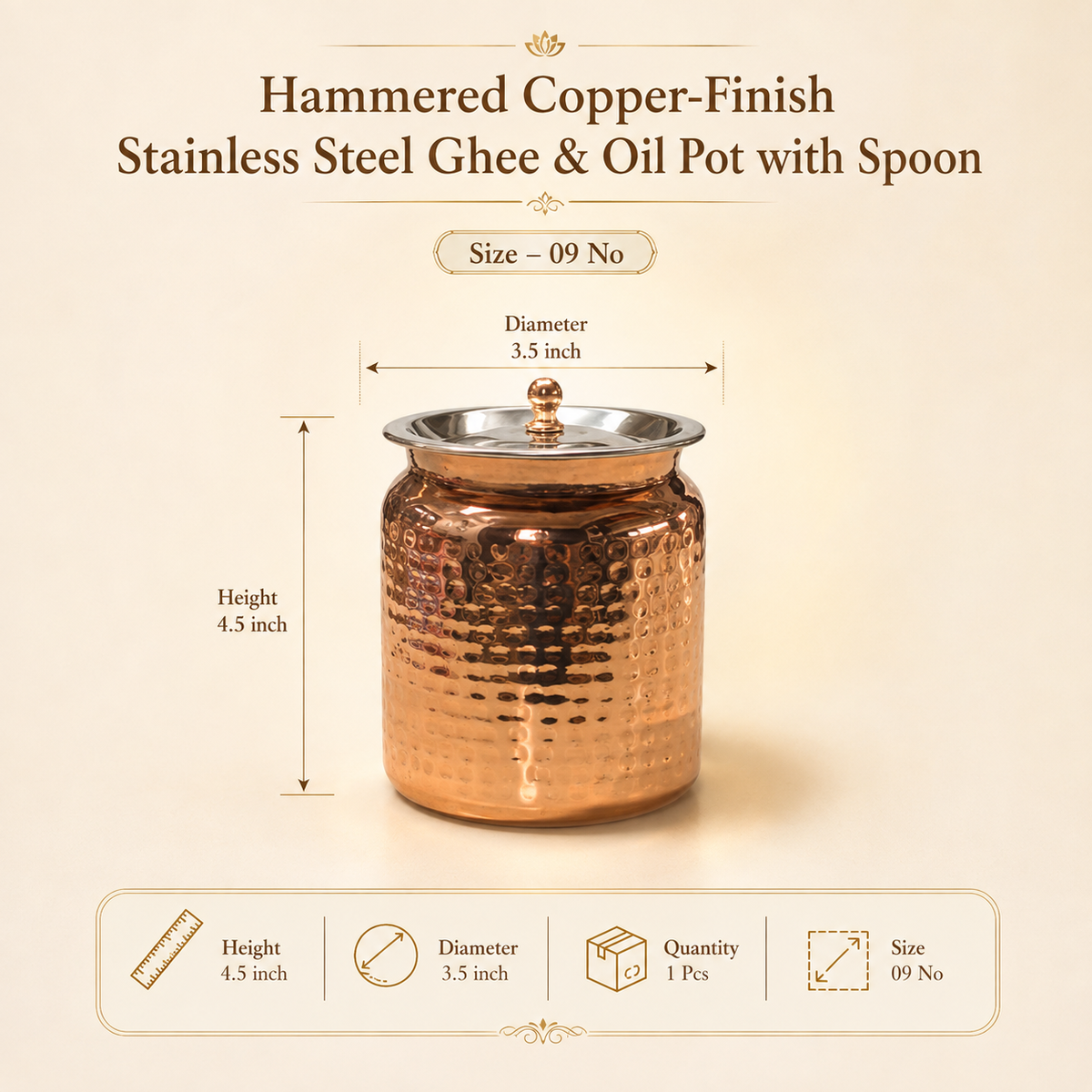 PVD Copper Oil / Ghee Pot